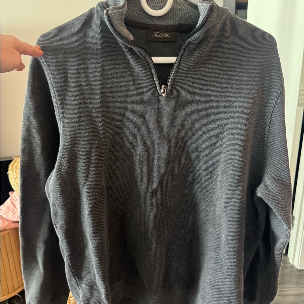 Tasso Elba Men's Charcoal Gray Quarter-Zip Sweater